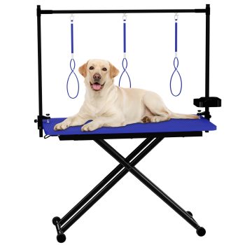 47" Large Dog Grooming Table X-Lift Foldable Grooming Table for Dogs at Home Adjustable Height Arms Pet Station with Nooses, Tool Organizer