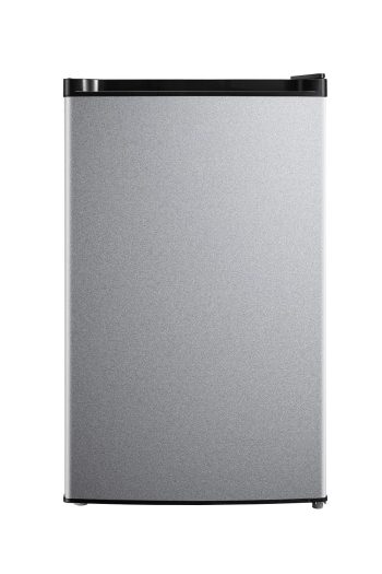 Mainstays 4.4 cu ft Compact Refrigerator, Single Door Mini Fridge, Stainless Steel Look