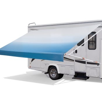 VEVOR Manual RV Awning Complete Kit, 20.12FT Retractable RV Awning with Aluminum Alloy Frame & Waterproof PVC Fabric, Outdoor Camping Trailer Awnings Fit Most RVs (20FT Type, Gradient Blue)