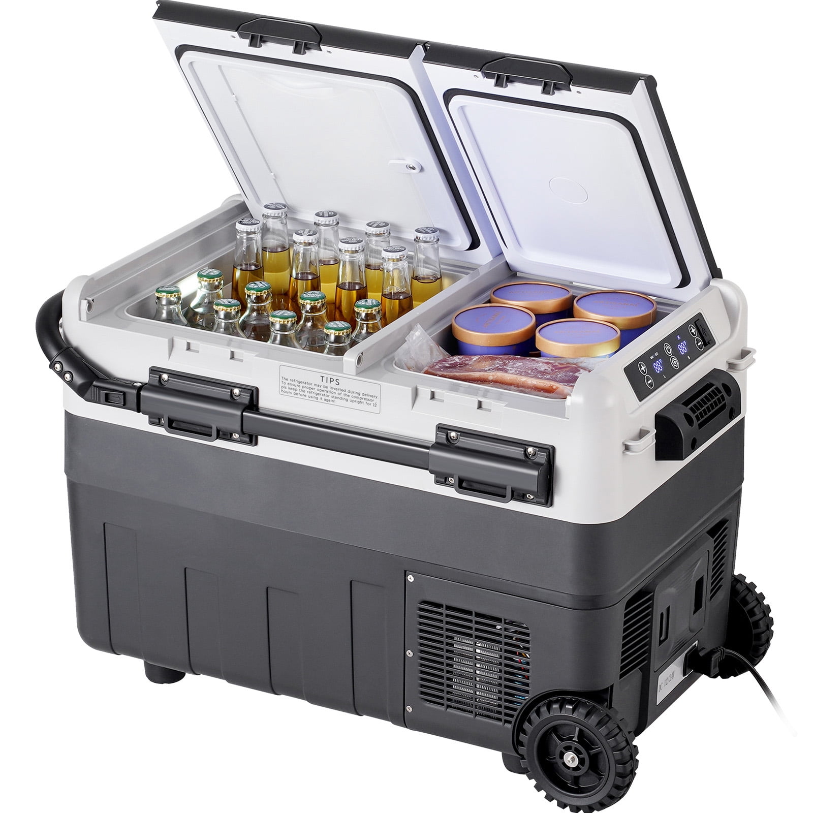 KFFKFF 12V Car Refrigerator , 52.8 QT Portable Fridge Freezer, 12/24V DC 110~240V AC -4℉ to 68℉ for RV Camping, Travel, Truck, Home