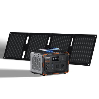 600W Portable Power Station, 599.4Wh LiFePO4 Battery with Solar Panel, for Outdoor Camping, RV & Home Emergency Backup