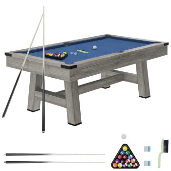 AECOJOY 7FT Wooden Finish Pool Table, Complete Set with Accessories, Professional Game Table for Adults & Family