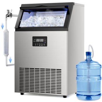 Ecojoy Commercial Ice Maker, 200Lbs/24H Under Counter Ice Machine, 400W Compressor 40LBS Storage Bin