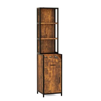 Ktaxon Salon Storage Station, Hair Styling Cabinet with 1 Drawer, Rustic Brown