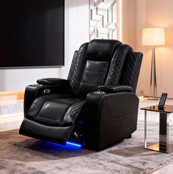 Gewnee Power Recliner Chair,Oversized Electric Air Leather Reclining Chair,Single Sofa with USB Charge & Cup Holder Port Comfortable for Living Room.