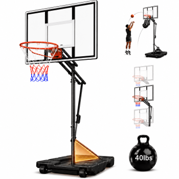 COFUNOK 44-inch Portable Basketball Hoop, 5.58-10 ft Adjustable Height, Shatterproof Backboard, Outdoor Basketball Goal with Wheels & Removable Ball Return for Kids & Adults