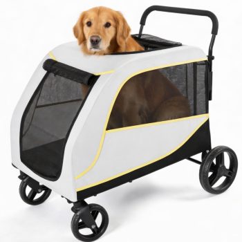 Dog Stroller for Large & Medium Dogs, Extra Large Pet Stroller, Dog Wagon for 2 Dogs, Foldable Design, Adjustable Handle, Weather Cover, One-Foot Brake, Up to 176 lbs
