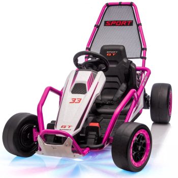Xuanlur 24V Electric Go Kart for Kids Age 6-12, Drift Kart w/400W Motors, 8.5 MPH, Front EVA Wheel & Metal Frame, Ride on Toys w/Music & Lights, 360° Drift Mode, 5 Point Harness