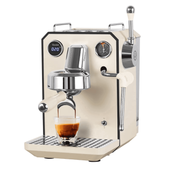 Gemilai G3006A Owl 15-Bar Semi-Auto Espresso Machine, Dual Display, Milk Frother, 57oz Tank, Stainless Steel Coffee Maker, White
