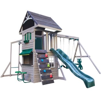 KidKraft River Canyon Wooden Swing Set / Playset with Slide, Glider and Monkey Bars