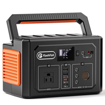 400W Portable Power Station, FlashFish 109200mAh/400Wh Peak 800W Solar Generator With 110V AC Outlet/3 DC Ports/3 USB Ports/LED light, Backup Battery Pack Power Supply for Outdoor Camping Emergency
