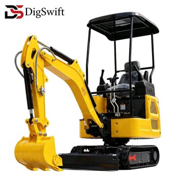 DigSwift 1.8 Ton Mini Excavator, Kubota Diesel Engine, Pilot Control, Swing Boom, Extendable Rubber Tracks, Hydraulic Thumb, Small Digging Machine for Farm, Garden & Construction