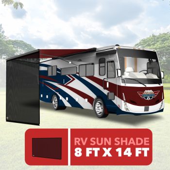 Leisure Coachworks RV Awning Sun Shade Screen 8' X 14' 3'' - Black Mesh Sunshade UV Blocker Complete Kits Motorhome Camping Trailer Canopy Shelter (8' X 14' 3'' -Actual Measurement)