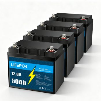 4 Pack 12V 50Ah LiFePO4 Lithium Battery with Smart BMS for RV, Solar, Trolling Motor
