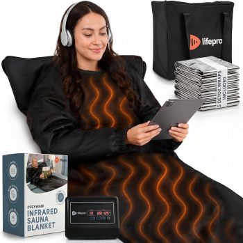 Lifepro CozyWrap Infrared Sauna Blanket - Dual-Zone Heat - Portable Sauna Wrap - Charcoal Gray