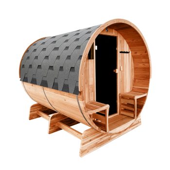 ALEKO SB6CED Outdoor Rustic Cedar 5-6 prs Barrel Steam Sauna with 6 kW Heater