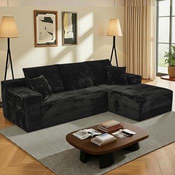 LLappuil 108" Sectional Sofa, Modular Sectional Couch with, Deep Seat Corduroy Cloud Sofa for Living Room