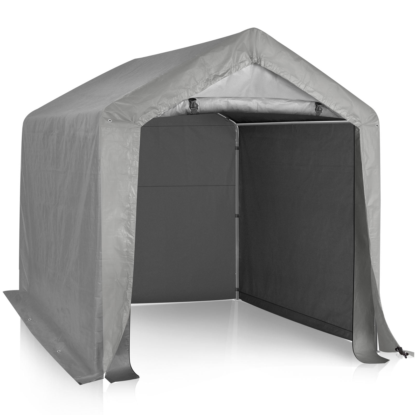 Ktaxon 6'x6' Metal Carport, Outdoor Heavy Duty Car Tent with Rolled up Zipper Door, Portable Garage Car Shelter Shade for Car, Motorcycles, Bikes and Outdoor Tools