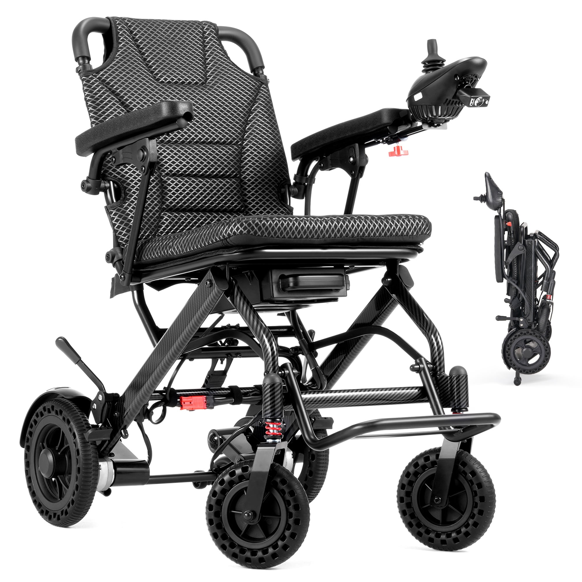 VERPAL Electric Wheelchair Lightweight Foldable 38 lbs for Adult Senior,Portable Travel Power Wheelchairs,Airline Approved,All Terrain,Black