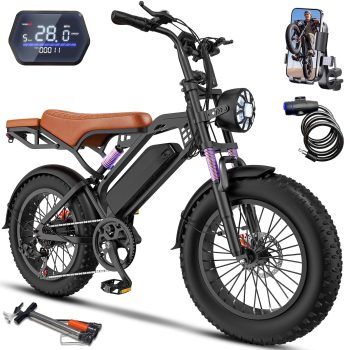 Rexei Yeki 1500W Off-Road Electric Bike for Adults, 48V 18AH Removable Battery, 20" Fat Tire Ebike with Passenger Seat, 5-Speed Transmission, Dual Disc Brakes & Spring Suspension