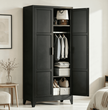 SOLAURA 71" Tall Metal Armoire Wardrobe Cabinet with 2 Doors, Wardrobe Closet with Hanging Rod and Adjustable Shelves, Freestanding Closet for Home Living/Laundry Room/Department ()