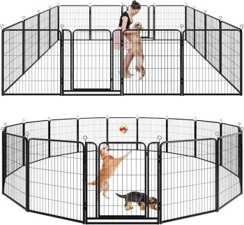 Dog Playpen Outdoor Panels Heavy Duty Dog Pen 40" Height Puppy Playpen Indoor Exercise Fence with Doors for Large/Medium/Small Pet Dogs Play for RV Camping Yard, Total 42FT, 140 Sq.ft