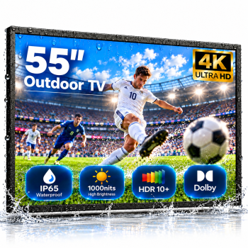 Pyimgus Outdoor TV, 55Inch 4K Outdoor Smart TV, 1000nits High Brightness Outdoor TVs, IP65 Waterproof TV, Voice Assistant Remote, Compatible with Dolby, Wide Viewing Angle Smart TV