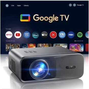 WiMiUS 4K Google TV Projector, 400 Lumens, Dolby Audio, Auto Focus & Auto Keystone Correction, Smart Screen Alignment