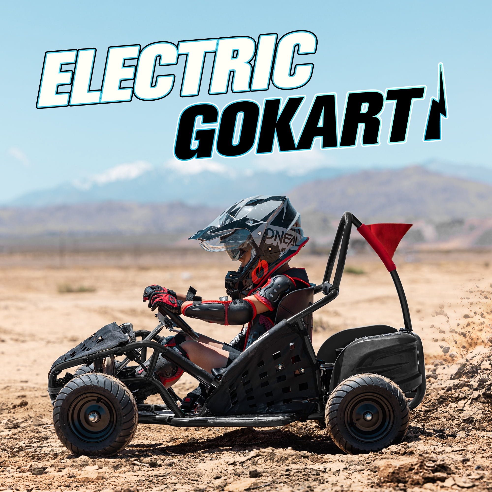 QEASET 48V Electric Go-Kart 1000W Brushless Motor, 20mph Max, 13" All-Terrain Tires, High-Tensile Steel Frame, 4-Point Seat Belt, 3-Speed Control, Hydraulic Disc Brake