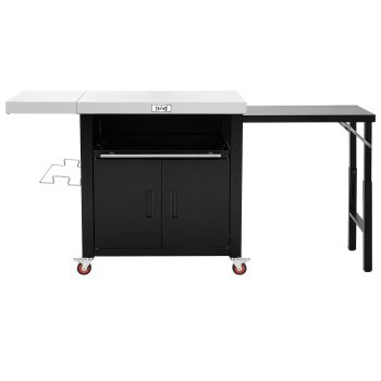 Feasto Grill Table, Outdoor Kitchen Island With 2 Foldable Side Tables, Stainless Steel Top For Outdoor Kitchen Cabinets