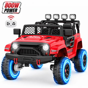 Wisairt 24 Volt Ride on Toys, 4WD 800W Power Car Wheel with Remote, 24V Ride ons with 2 Seater, Electric Car for Kids with Music, LED Lights, Seat Belt & Lockable Doors, 3-8 Years Old
