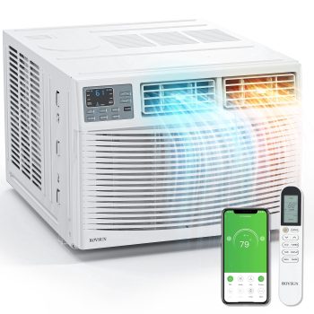 JOYMOR Window Air Conditioner with Heat, BTU Window AC Unit & Heater Combo with APP & Voice Smart Control, Timer Function & Easy Installation Kit, 115V/60Hz