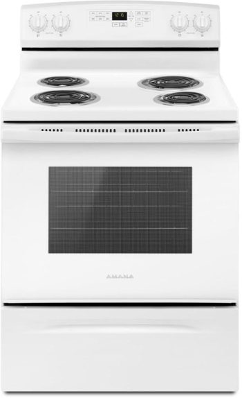 ACR4503SF 30" Freestanding Electric Range with 4.8 cu. ft. Capacity offering Self Clean Oven Lockout Sabbath Mode and Storage Drawer in White