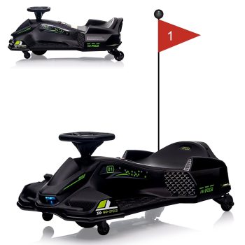 Ride On Drift Kart, 24V Electric Go Kart with 180W Brushless Motors, Up to 7.5 mph Variable Speed Battery Powered Outdoor Ride On Toy with LED Light Soft Start for Kids 8-12