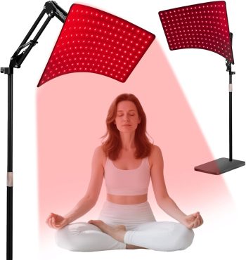 Red & Infrared Light Panel with Floor Stand, Fully Adjustable System for At-Home Relaxation and Full Body Revitalization