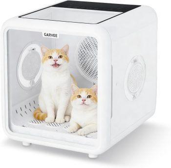 72L Automatic Pet Drying Box - 360 Efficient Grooming Blower with 5 Air Outlets - Quiet Smart Temperature Control Pet Dryer Machine with LED Display Smart Door for Multiple Pets - US Standard