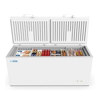 Pemberly Row Metal Deep Chest Freezer with Two Wire Baskets in White