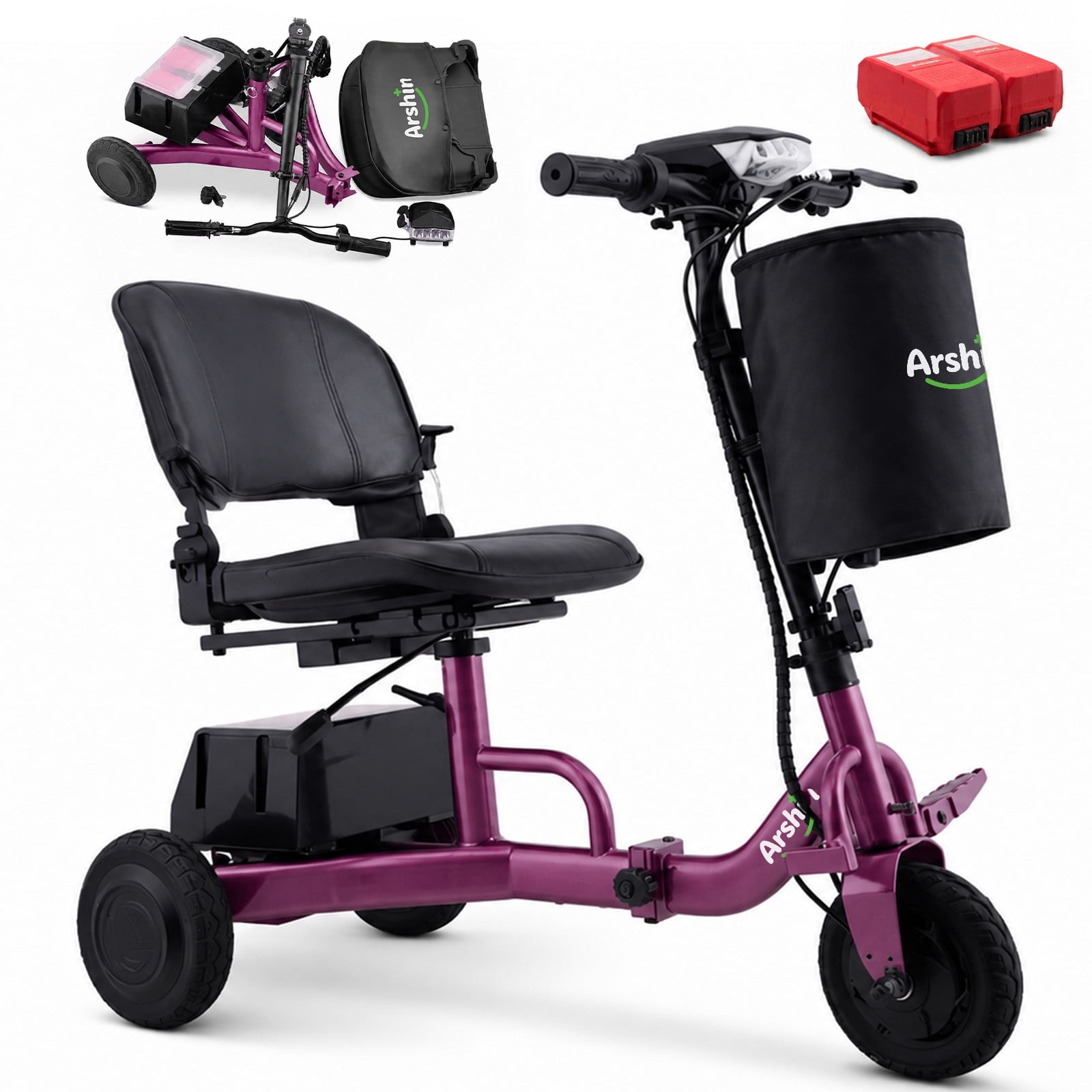 Upgrade Mobility Scooter Lightweight Foldable,All Terrain Mobility Scooters for Seniors & Adults,300lbs Electric Wheelchair Strong Device for Travel,2 Batteries,Variable Speed()