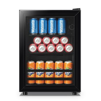 WANAI 50 Can Beverage Fridge & Cooler Small Mini Fridge Glass Door for Soda Beer or Wine for Home&Bar