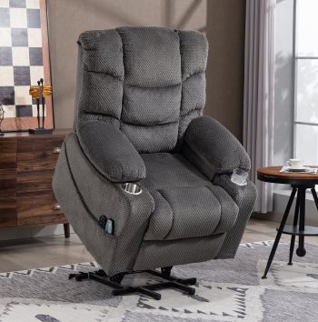 Leumius Power Lift Recliner Chair for Adult,Oversized Recliner with Massage and Heating,Ergonomic Lounge Chair with 2 Cup Holders for Living Room, Bedroom