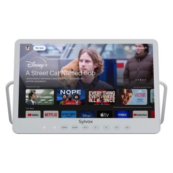 Sylvox Waterproof Portable TV,15.6"Smart Google TVs with 1080P,4-6H Play Time,IP66 Waterproof,12 Volt Television with Voice Remote for RV Camping
