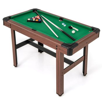 Costway 48" Pool Table for Kids & Adults with Full Set of Balls 2 Cue Sticks 2 Chalks