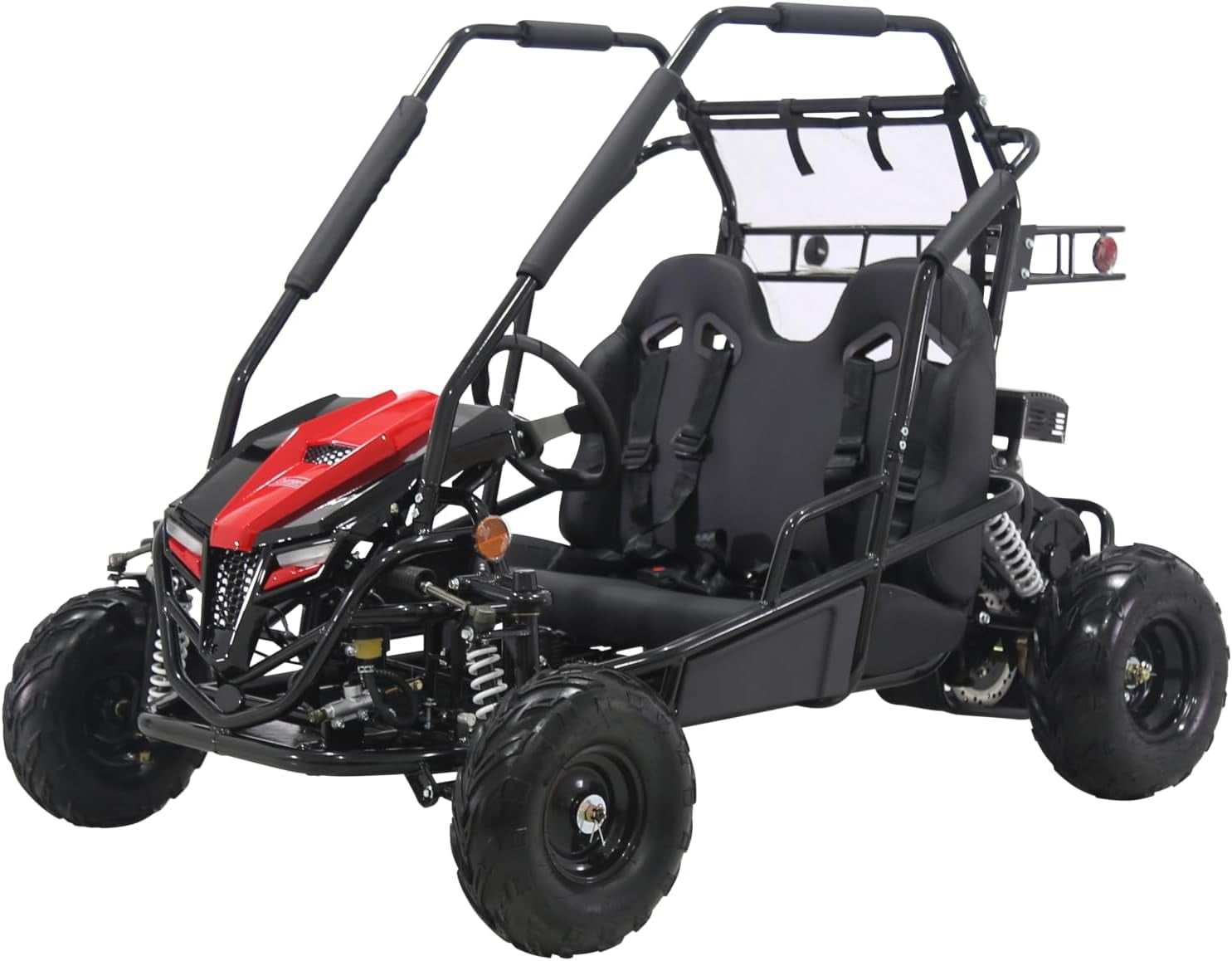 Coleman Powersports 196cc Gas Powered Go-Kart, Two-Seater Off-Road Vehicle Up to 23 MPH, Rugged Suspension, Pull-Start Engine, Ages 13+, Red