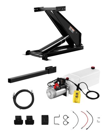 KFFKFF Hydraulic Dump Lift Kit, 17,600 lb/8 T Capacity, Standard Scissor Hoist Kit with 12V Hydraulic Pump Unit for Dump Trailers and Trucks