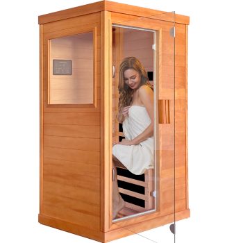 Single Person Far Infrared Sauna 1200W African Okoume Indoor Sauna with Bluetooth Speaker for Home Gym