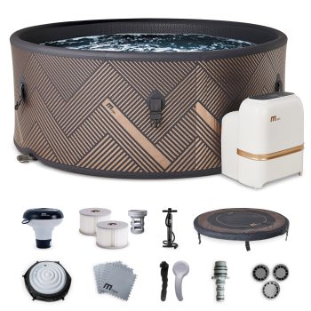 MSpa Round Inflatable Bubble Massage Spa, 4-6 Person Outdoor Hot Tub, Mono
