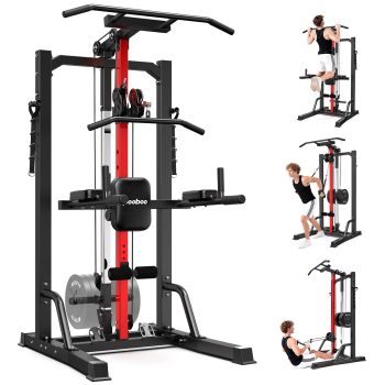 LNOW 450LB Power Tower Cable Machine – Pull Up Bar, Dip Station & Strength Training
