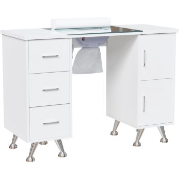 Ktaxon Manicure Table Nail Desk for Nail Tech w/Glass Top & Wrist Rest