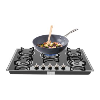 30 Inch Gas Cooktop with 5 Burners, LPG/NG Dual Fuel Stainless Steel Built-In Gas Cooktop Stove for Domestic or Commercial Cooking