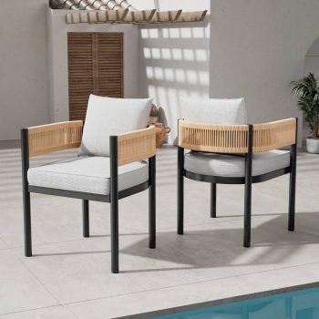 GRANDPATIO Steel Outdoor Dining Side Chairs, Wicker Back - Set of